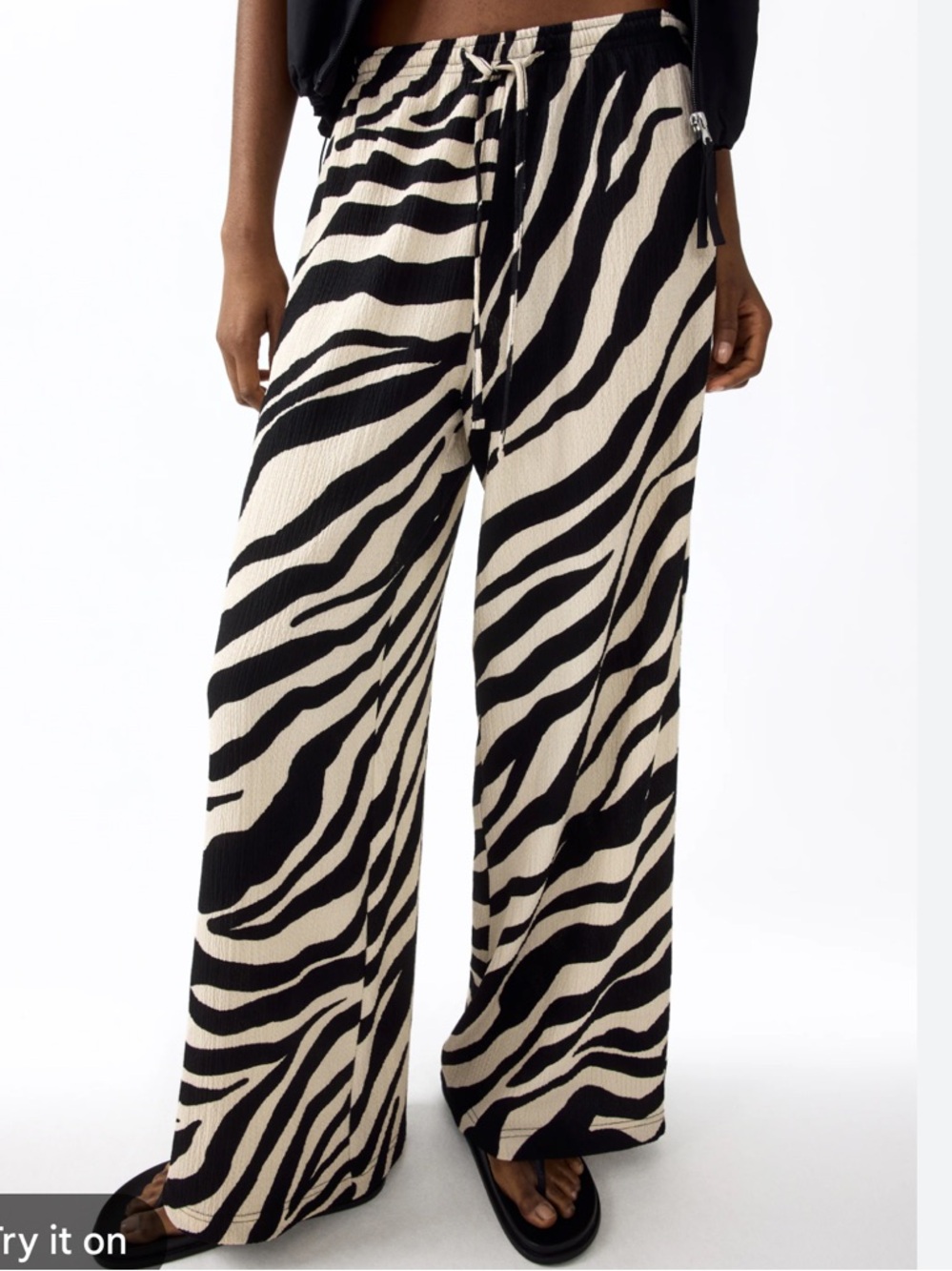 Wide-Leg Zebra Print Pants